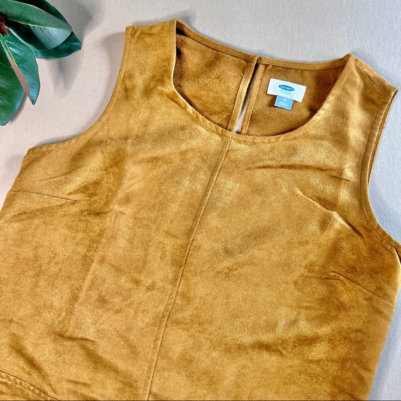 Cognac Vegan Suede Mini Shift Dress - Picture 2 of 11